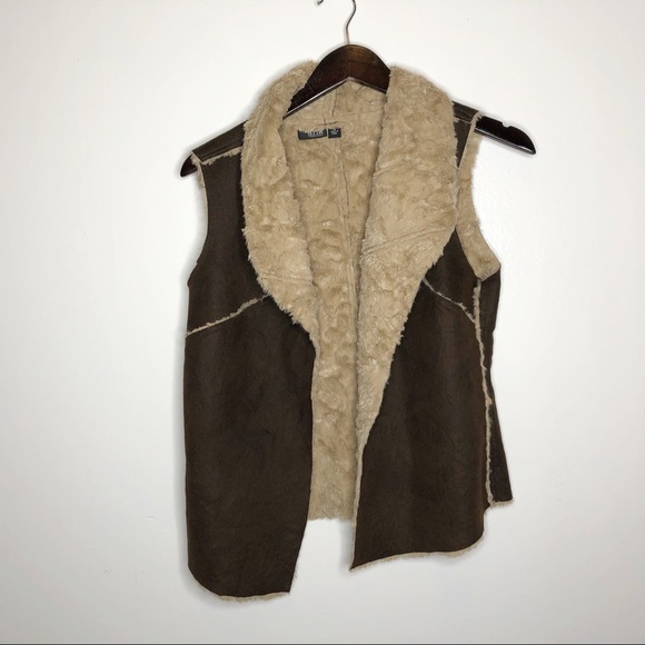 a.n.a Jackets & Blazers - a.n.a Brown Vest with Faux Fur Lining